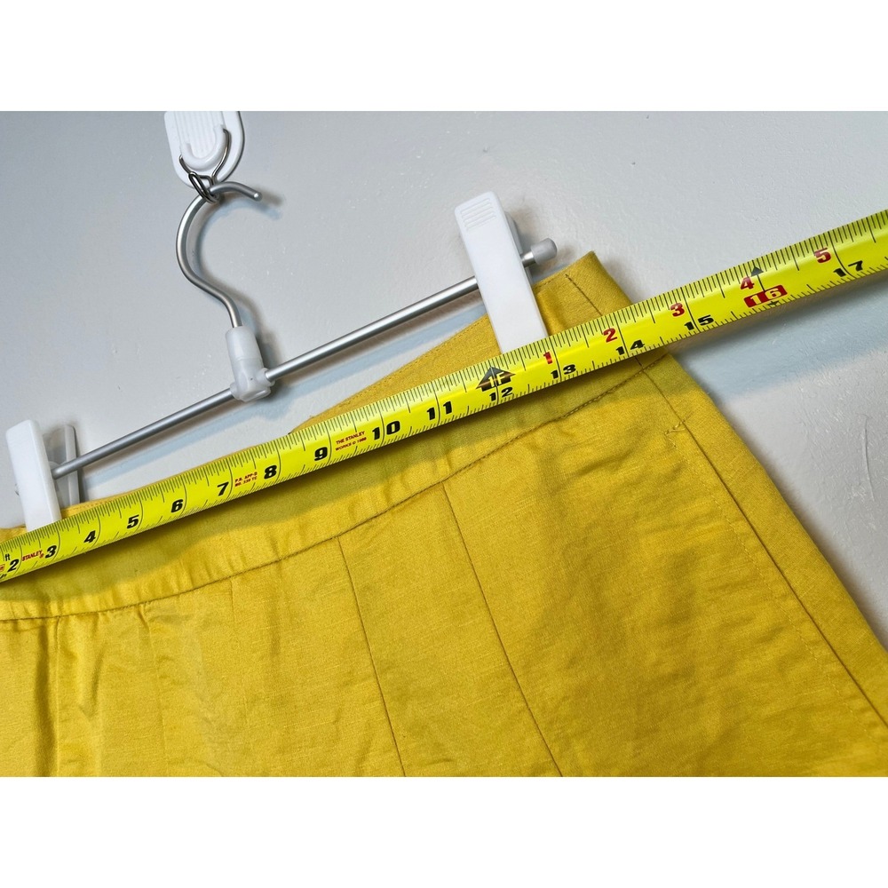 Banana Republic Yellow Linen Cotton Pleated A-Line Mini Skirt Size 6 - Picture 5 of 10